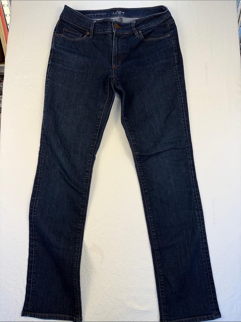 LOFT Women's Dark Indigo Curvy Straight Jeans Sz 6